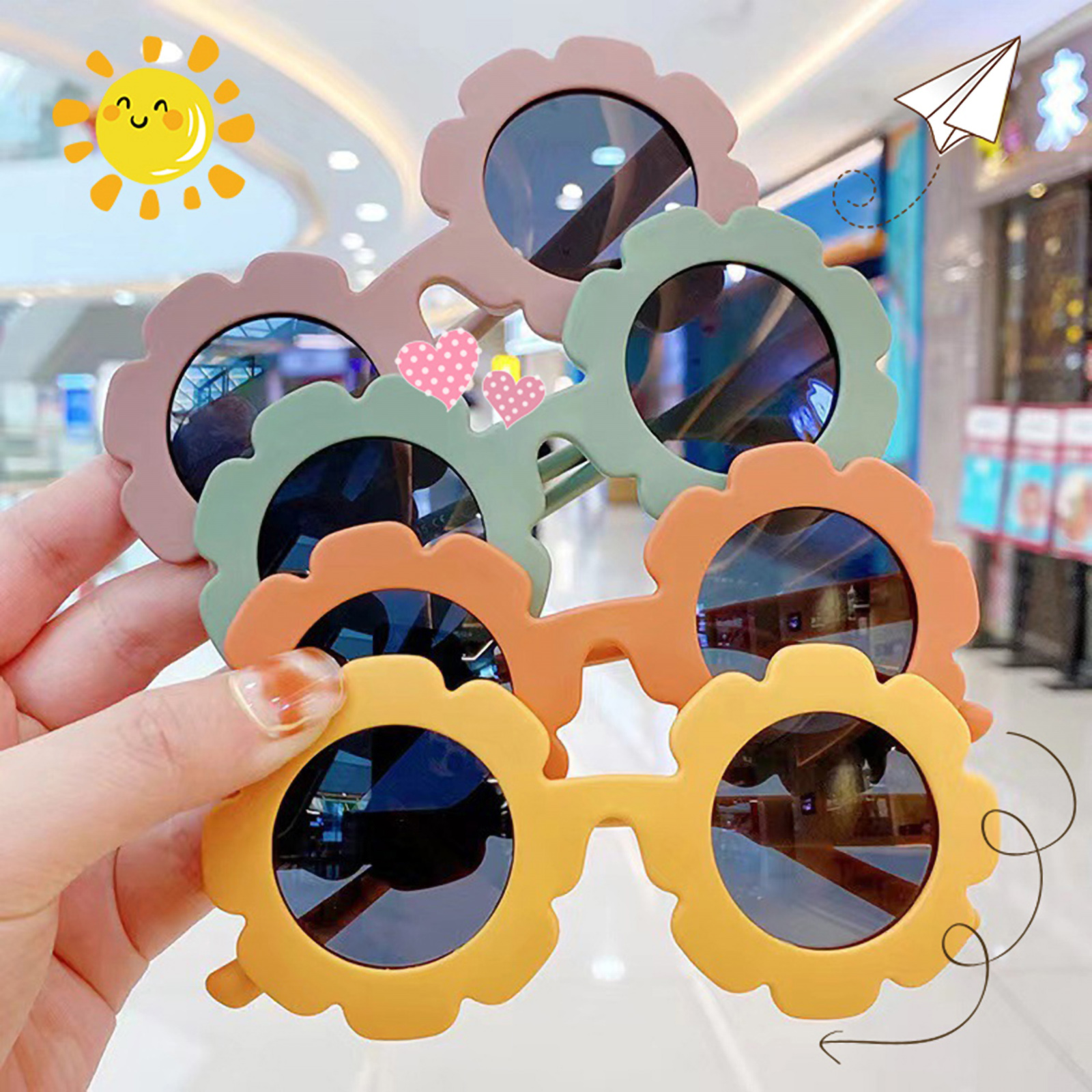 MJartoria Sunglasses for Kids Round Flower Cute Cartoon Sunglasses