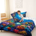 thumbnail image 4 of jejeloiu Colorful Ocean Coral Full Size Comforter Sets,Dolphin Fish Print Bedding Comforter Set For Boys,Multicolor Blue,Polkadot Reversible,3pcs,1 Comforter and 2 Pillowcases, 4 of 7
