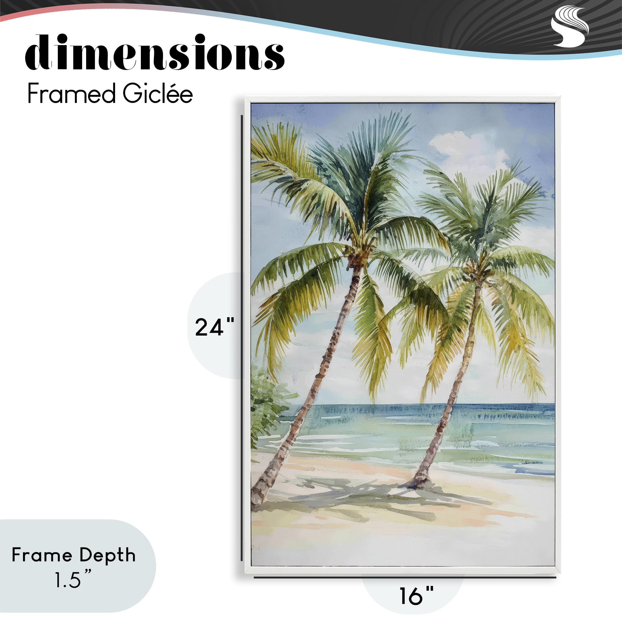 Stupell Industries Shady Palm Beach Escape White Framed Giclee Art, design by Petal Prints Design