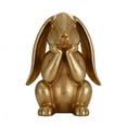 thumbnail image 2 of Chanana Gold Easter Bunny Statue, Gold Resin Rabbit Figurines, Vintage Metallic Bunny Sculptures for Spring Tabletop Mantel Shelf Home Decor Gift, 8", 2 of 6