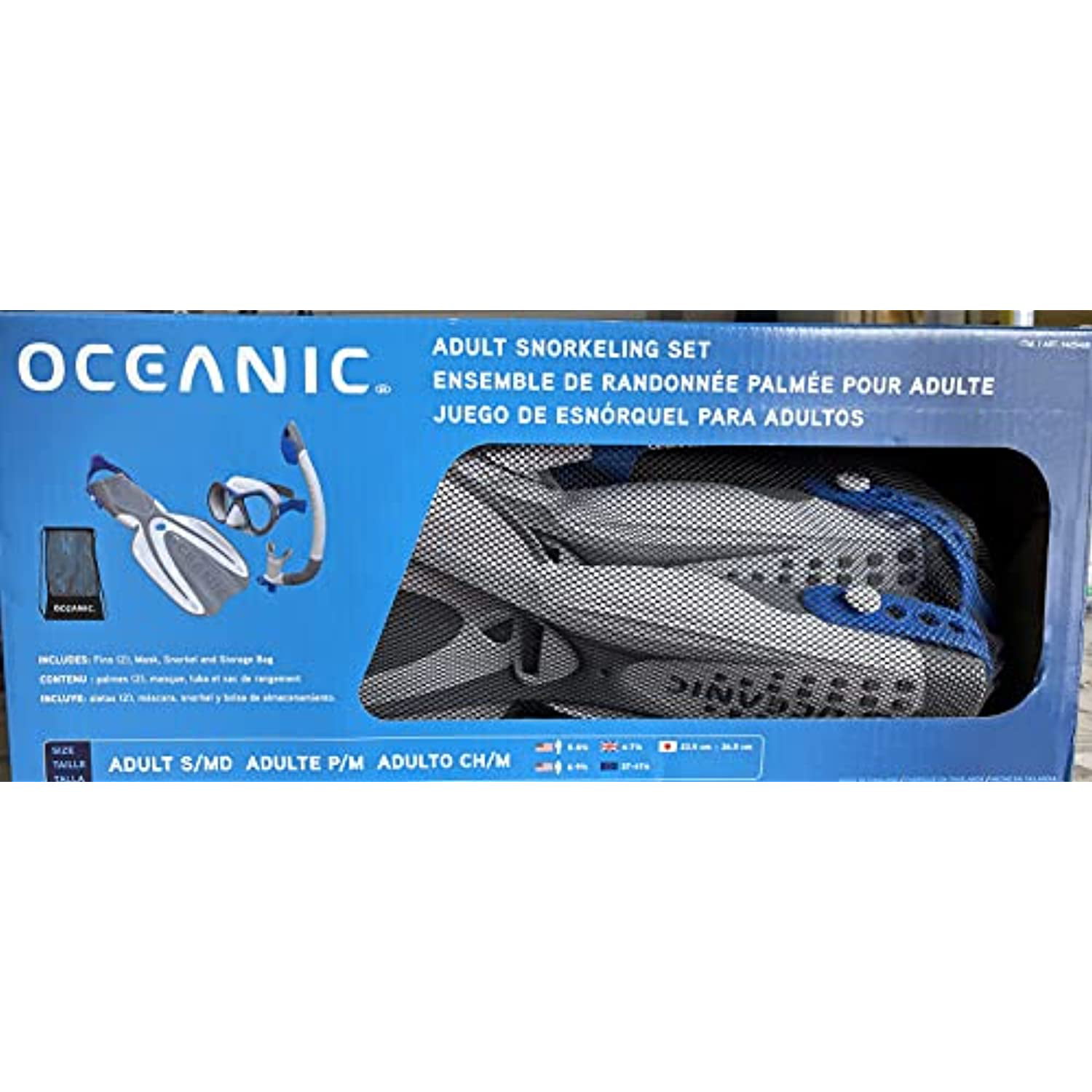 Oceanic Adult Snorkeling Set 2 Fins Mask Snorkel and Storage OB for sale online 