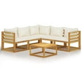 thumbnail image 2 of vidaXL 6 Piece Patio Lounge Set with Cushion Cream Solid Acacia Wood, 2 of 13