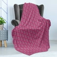 thumbnail image 4 of Antique Oriental Soft Flannel Fleece Throw Blanket, Pink Tones Eastern Inspired Traditional Motif, Cozy Plush for Indoor and Outdoor Use, 50" x 70", Mustard Magenta, by Ambesonne, 4 of 5