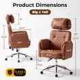 thumbnail image 3 of Big and Tall Executive Office Chair - Scratch-Resistant, Ergonomic Desk Chair with 6-Adjustable Armrests, 400lbs, Criss Cross Leather High Back Gaming Chair for Home Office, Brown, 3 of 8