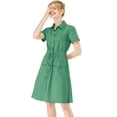 thumbnail image 2 of Vestido camisero de algodón con cuello abotonado y vestidos tipo safari para mujerVerde XL, 2 of 6