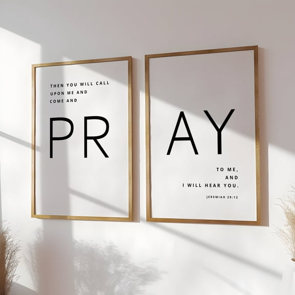 Jeremiah 29:12 Bible Verse Wall Art Christian Decor Religious Prayer Room Scripture Prints Set 2 Unframed Paper Print 8x12