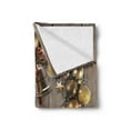 thumbnail image 2 of Christmas Soft Flannel Fleece Blanket, Wreath Style Ornament with Baubles on Rustic Style Background Wooden Board Theme, Cozy Plush for Indoor and Outdoor Use, 60" x 80", Multicolor, by Ambesonne, 2 of 5