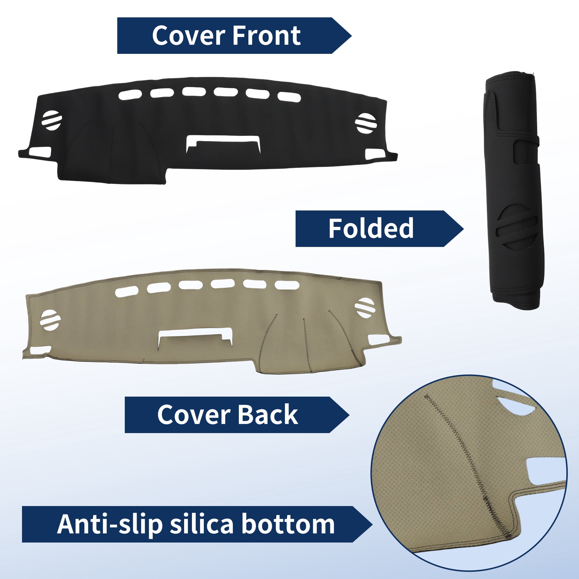 Unique Bargains Dash Cover for Toyota RAV4 2013-2018 Without HUD Dashboard Cover Car Interior Anti-Slip/Anti Dust Faux Leather Black 1 set