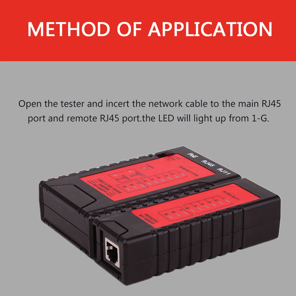 Network Cable Tester KKmoon NF-468PT Network Cable Tester RJ45 RJ11 PoE Switch Tester for Ethernet LAN Cable Landline Phone Wire Testing Tool