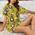 thumbnail image 4 of Fotbe Cartoon Bear Yellow Print Pajama Set for Women 2 Piece Loungewear Short Sleeve Tops and Shorts Set Soft Sleepwear-Medium, 4 of 7