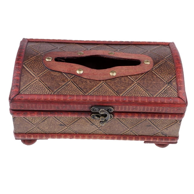 Caja de pañuelos de madera Vintage para el hogar, Hotel, coche, servilleta, cubierta de papel de bombeo, cuadros Tartán Zulema Cajas de madera del tejido