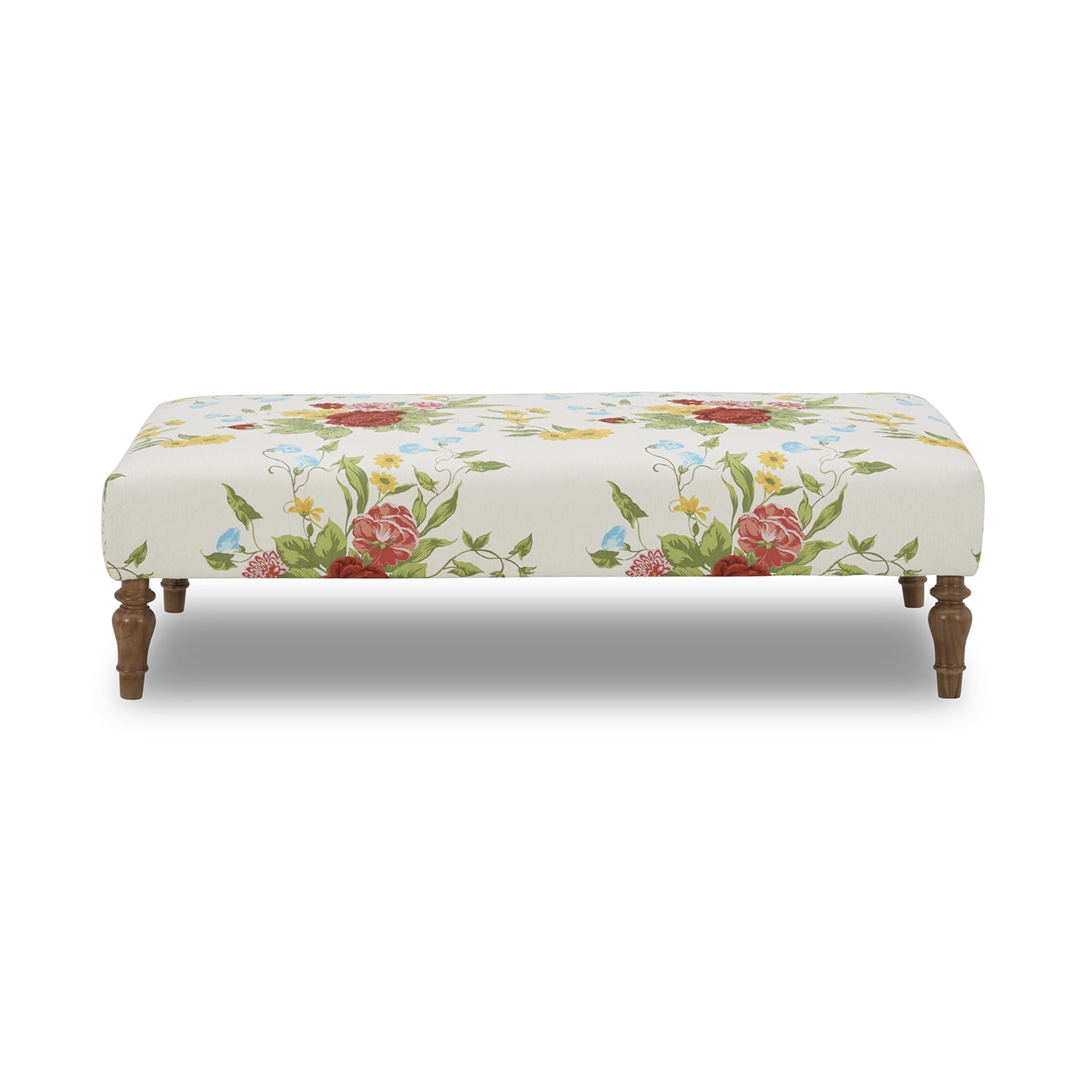The Pioneer Woman Vintage Floral Rectangular Ottoman, White