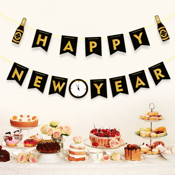 Worgeous  Happy New Year Bannner Banner for Party Decorations Years Eve