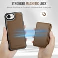 thumbnail image 4 of Allytechgroup 2 In 1 Wallet Case for iPhone 16e, Detachable Magnetic Back Cover Cards Holder Premium PU Leather Stand RFID Blocking Bumper Shockproof Case Cover for iPhone 16e, Brown, 4 of 11
