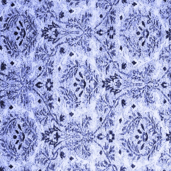 Ahgly Company Machine Washable Indoor Square Abstract Blue Contemporary Area Rugs, 4' Square