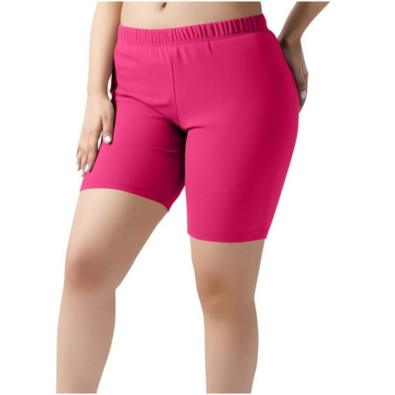 ylioge Womens Plus Size Yoga Shorts S-5X Casual Solid Color Elastic High Waisted Stretchy Slim Comfortable Athletic Workout Running Biker Short