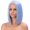 Blue, variant on European Short Hair Wig for Women Light Blue Face Shaping Middle Parting 12in Short Straight Hair with Lanse Gradient Style