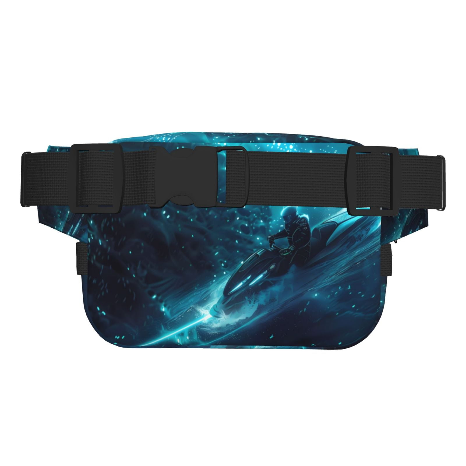 Picia Futuristic Jet Ski Adventure Print Square Double-Layer Waist Bag Mini Adjustable Waist Belt Bag Exercise Running Travel Hiking