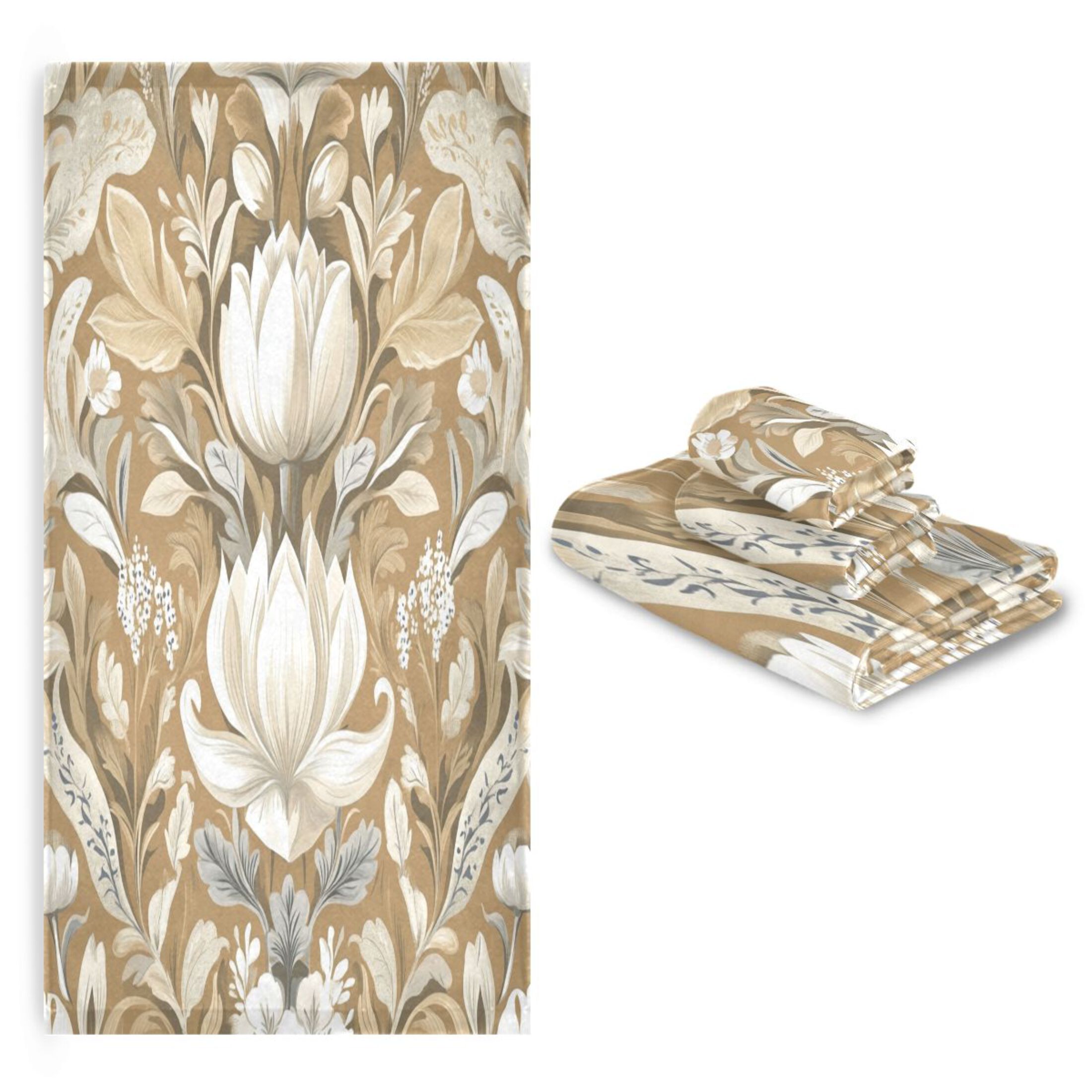 Three-Piece Towel Set Face Towel Towel Set Hand Towel Bath Towel Cotton Bath Towels Bath Towel Sets Hand Bath Towels Beautiful Brown Flower