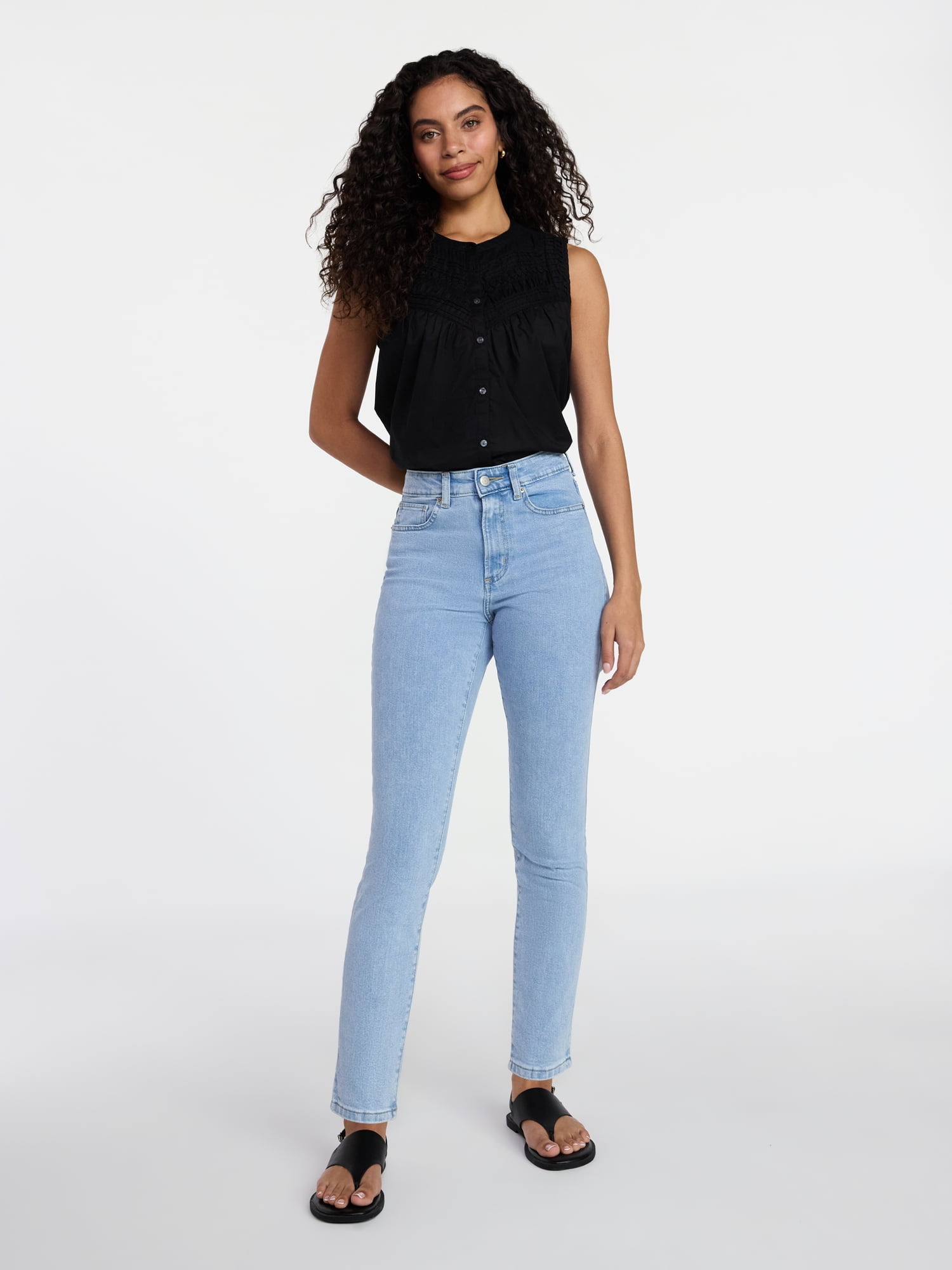 Time and Tru Women's High Rise Skinny Jeans, 29" Inseam Regular, Sizes 0-20, 10S-16S