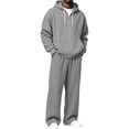 thumbnail image 3 of FSYBOA Men's 2 Piece Sweatsuit Set, Long Sleeve Full Zip Open Bottom Drawstring Hoodies and Sweatpants Gray Size XL, 3 of 7