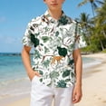 thumbnail image 6 of CAICJ98 Boys Hawaiian Shirt Short Sleeve Button Down Shirt Kids Casual Floral Tropical Beach Shirts (Light Green,11-12 Years), 6 of 6