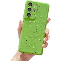 for Samsung Galaxy S21 Ultra Case Magnetic Polka Dot Art S21 Ultra Case with Camera Lens Protector Galaxy S21 Ultra Case Soft Silicone Shockproof Cute for Women 6.8” (Green)
