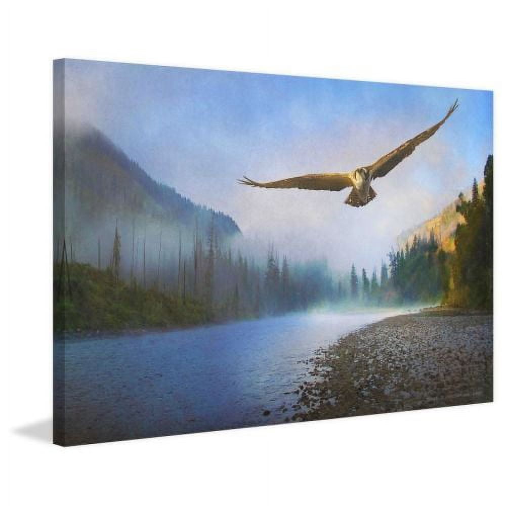"Foggy River Osprey" Painting Print on Wrapped Canvas