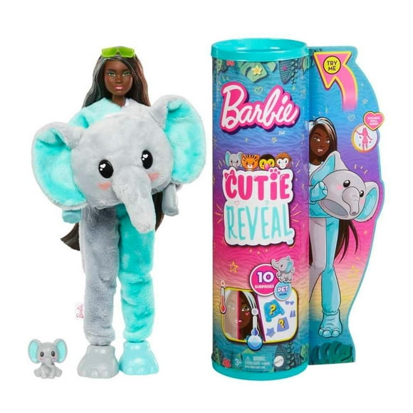 Muñeca Barbie Cutie Reveal Animales de la Selva Elefante