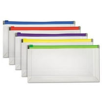 Poly Zip Envelope, Zipper Closure, Assorted, 10.13" x 5.13", 5 Per Pack