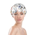 thumbnail image 2 of Colorful Lilies Flowers A Shower Cap, Reusable Bath Hair Hat for all Hair Lengths Hair Cover with Elastic Band Double Waterproof Layers Bathing Hat, 2 of 5