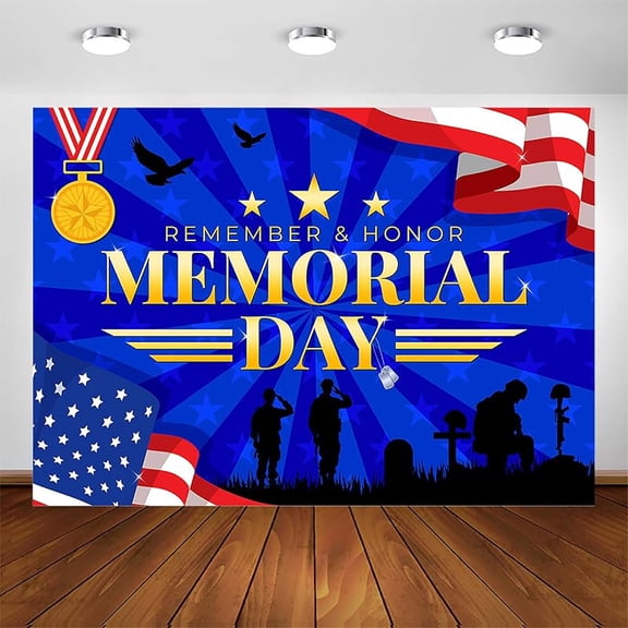 Memorial Day Backdrop for Photography Remember and Honor Background Memorial Day Decorations for Office Home School Decor Patriotic Decorations Banner Photo Studio Props