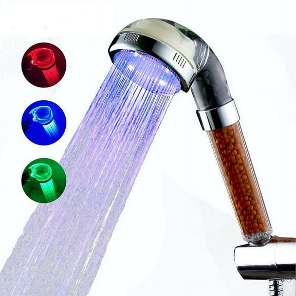 Shower Head, High Pressure Handheld Shower Head with 3 Color Changing Lights Water Saving Filter Showerhead for Dry Skin and Hair