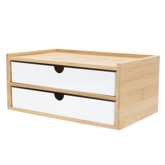 PAMINGONO Makeup Storage Organiser White Bamboo and Abs 1Pack