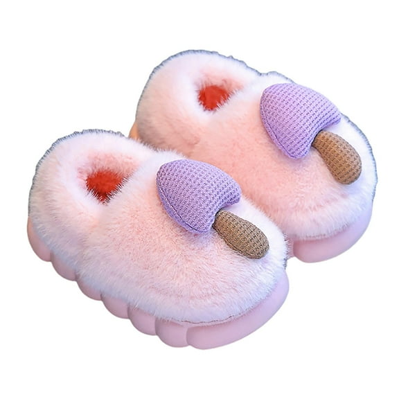 MEZZALL Girls Slippers Winter Warm Shoes Kids Cozy Indoor Outdoor Soft Lined Children Booties With Heel Cover Cute Toddler Footwear