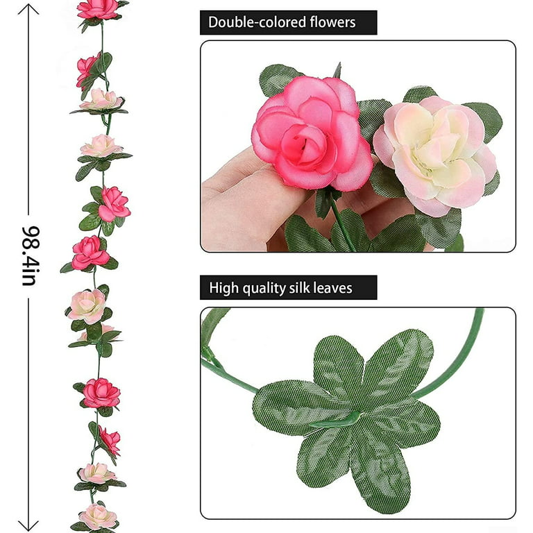Romantic Rose Vine, Artificial Garland Hanging Fake Rose Ivy Silk