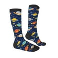 thumbnail image 3 of Picia Women Crew Soft Moisture-wicking Socks Planets and Stars Pattern Design Cotton Socks, One Size fit All, 3 of 9