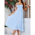 thumbnail image 4 of Midi Corset Dress Flowy Slit Lace Up Dresses for Women Tea Party A Line Casual Sundress Blue XXL, 4 of 5