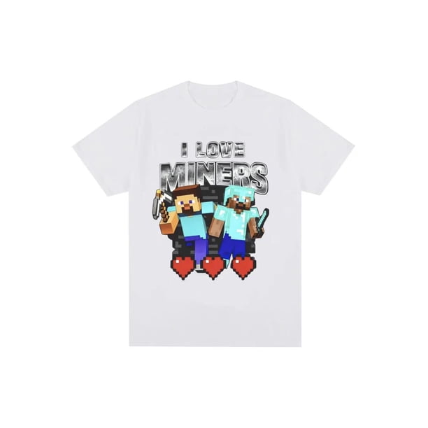 I Love Miners Print T Shirt Otaku Game Funny Meme T-shirt Mens Women Clothing Cotton Casual Short Sleeve Oversized T Shirts Tops