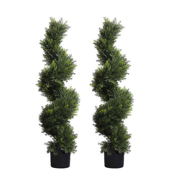 3.6ft Artificial Spiral Topiary,Faux Topiary Tree,Artificial Boxwood Plants,Topiary Trees Artificial Outdoor 2 Pack,Fake Plant Green Decor for Outdoor and Indoor,Topiaries for Front Porch Set of Two