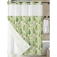 thumbnail image 3 of No Hook Shower Curtain with Snap-in Liner, Spring Leavse Waterproof Fabric Bathroom Curtains, Pastoral Garden Botanical Rustic Burlap Bath Curtains & Mesh Top Window 72"x96" Extra Long, 3 of 9