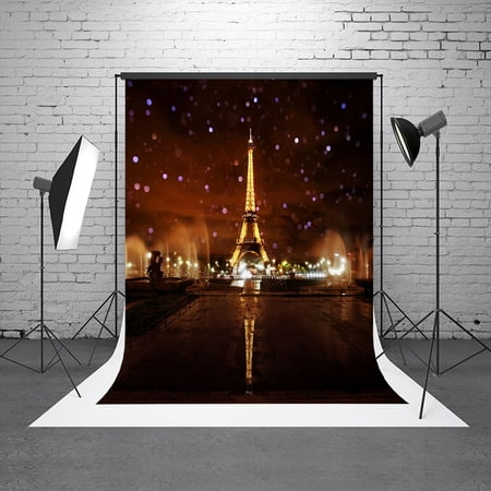 Image of HelloDecor 5X7ft Night Paris Eiffel Tower Newborn Baby Photo Studio Backdrop Photography Background Children Backdrops