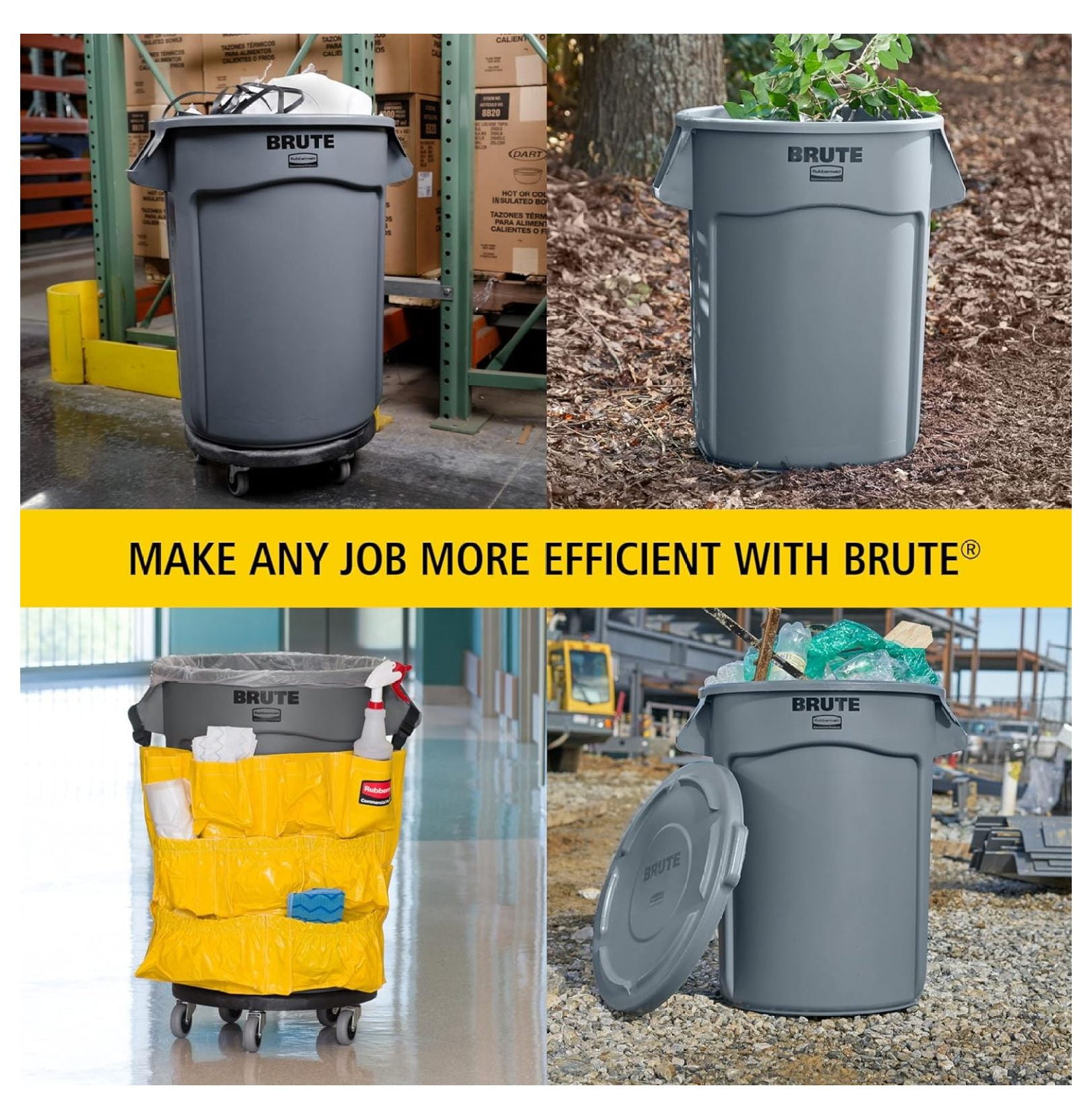 20 Gallon Round Trash Can - Heavy Duty Brute Waste Container for Home, Office, Construction - Black