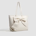 thumbnail image 2 of Stylago Large Suede Tote Handbags Fashion Leather Bow Work Shopping Shoulder Purses Ladies Travel Daily Underarm Hobos Bag White, 2 of 6
