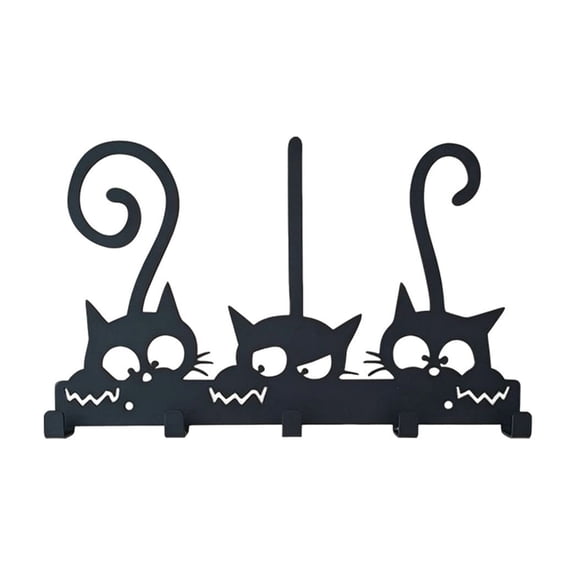 Pxyqht Metal Cats Wall Hooks Cute Cat Tail Key Holder Decorative Hooks for Entryway Home Organization Wall-Mounted Hook Rack for Cat Lovers