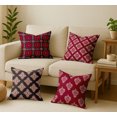 thumbnail image 3 of Set of 4 Vargottam 18x18 Inch Pillow Covers - 100% Cotton, Decorative Geometric Print, Double-Sided Print with Concealed Zipper - Filler Not Included - Crimson, 3 of 7
