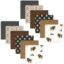 Hudson Baby Flannel Cotton Washcloths, Wild Buffalo 12 Pack, One Size