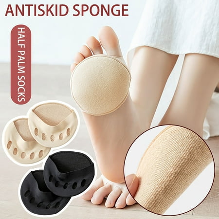 

LASHALL SOCK Comfortable Non-slip Corrective Toe Socks Women s High Heels Socks (black + Beige)(Buy 2 Receive 3)