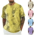 thumbnail image 5 of Chiccall Men's Tie Dye Summer Tops Plus Size Soft Shirts Casual Solid Crew Neck T Shirts Loose Stretch Beach Vacation Tees Blouse, 5 of 5
