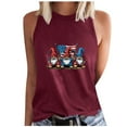 thumbnail image 2 of SOOMLON Usa Flag Womens Graphic T Shirts Tank Tops Gnomes Distressed Red White and Blue Shirts Crew Neck Fourth of July Tops Sleeveless Going out T-Shirt Dressy Tee Blouse Outfits, 2 of 4